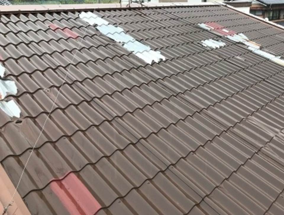 岐阜県土岐市　板金屋根材から瓦屋根に葺き替えました